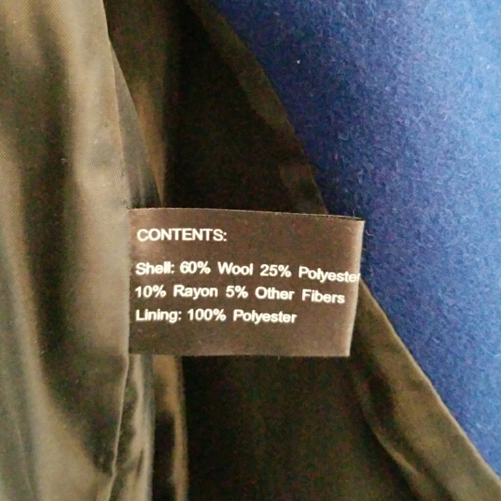 Cobalt Blue/Royal Blue Winter Wool Pea/Trench Coat - Picture 8 of 8